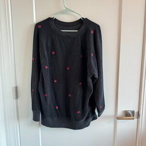 Victoria's Secret Black Crew Neck with small flower detail